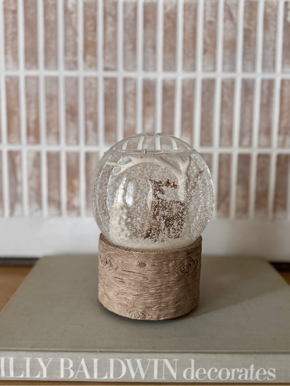 Things Remembered Base Deer Snow Globe Clear Glass - Silent Night Song